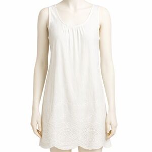 Dex White Sleeveless Linen Blend Shift Dress